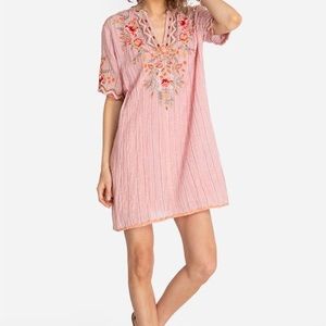 Johnny Was pink embroidered dress size small